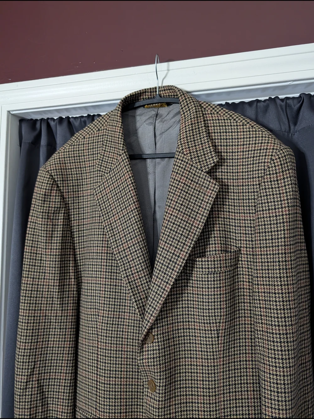 Loro Piana PURE CASHMERE Brown/Tan Houndstooth Sport Coat Made In Italy 46L
